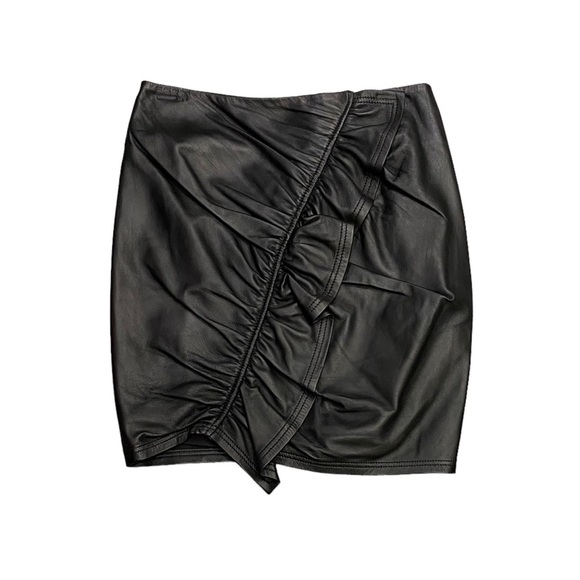 A.L.C. Jupiter Leather Mini Skirt Black 0 2 NWT - Picture 3 of 7